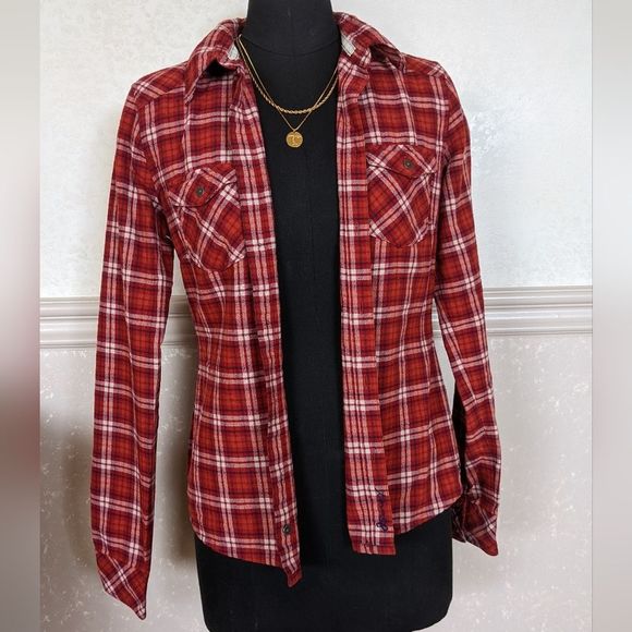 Aritzia TNA Plaid Flannel Light Shacket - Picture 6 of 7